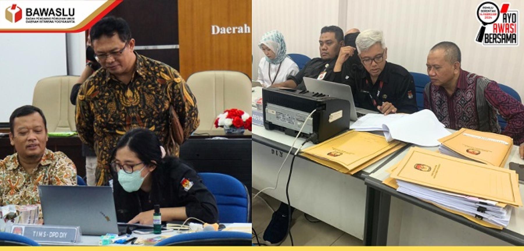 Bawaslu DIY Lakukan Pengawasan Melekat Verifikasi Administrasi Bakal Calon Anggota DPD dan DPRD DIY di KPU DIY