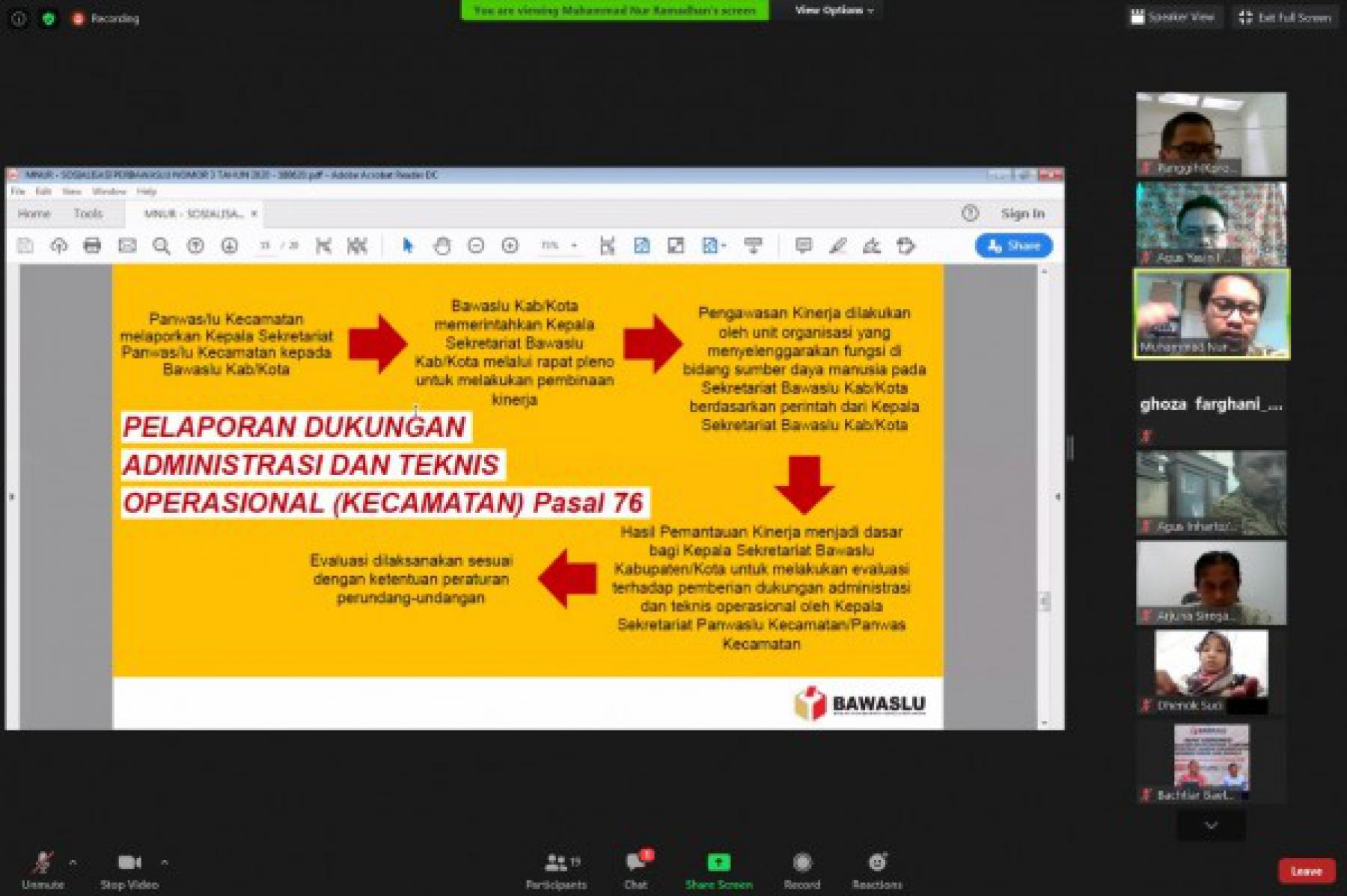 Bawaslu Sosialisasikan Perbawaslu 3 Tahun 2020 Perubahan dari Perbawaslu 1 Tahun 2020