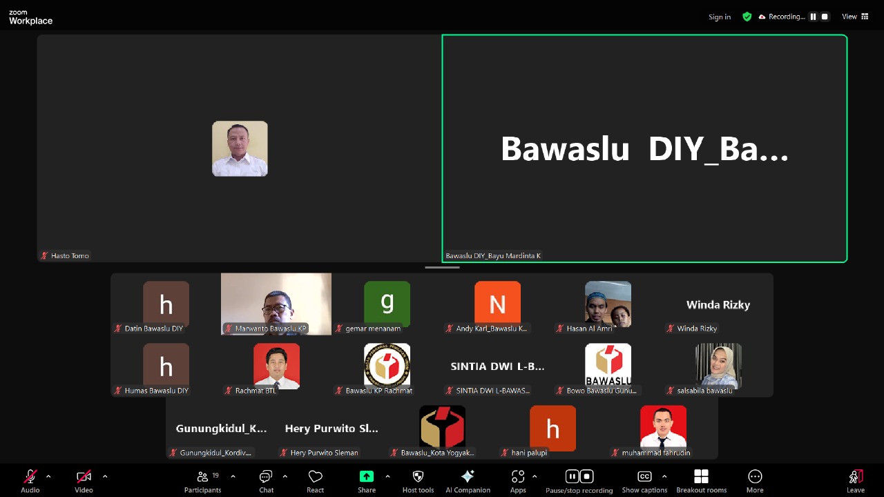 Bawaslu DIY Lakukan Sinkronisasi Pengelolaan Data dan Informasi Bersama Bawaslu Kabupaten/Kota