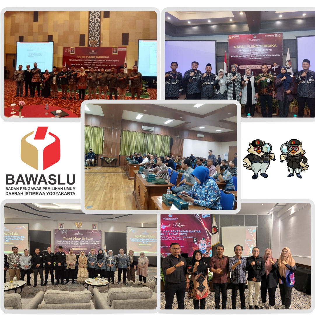 Bawaslu DIY Lakukan Monitoring Rapat Pleno Terbuka Rekapitulasi dan Penetapan DPT KPU Se-Kabupaten/Kota di DIY