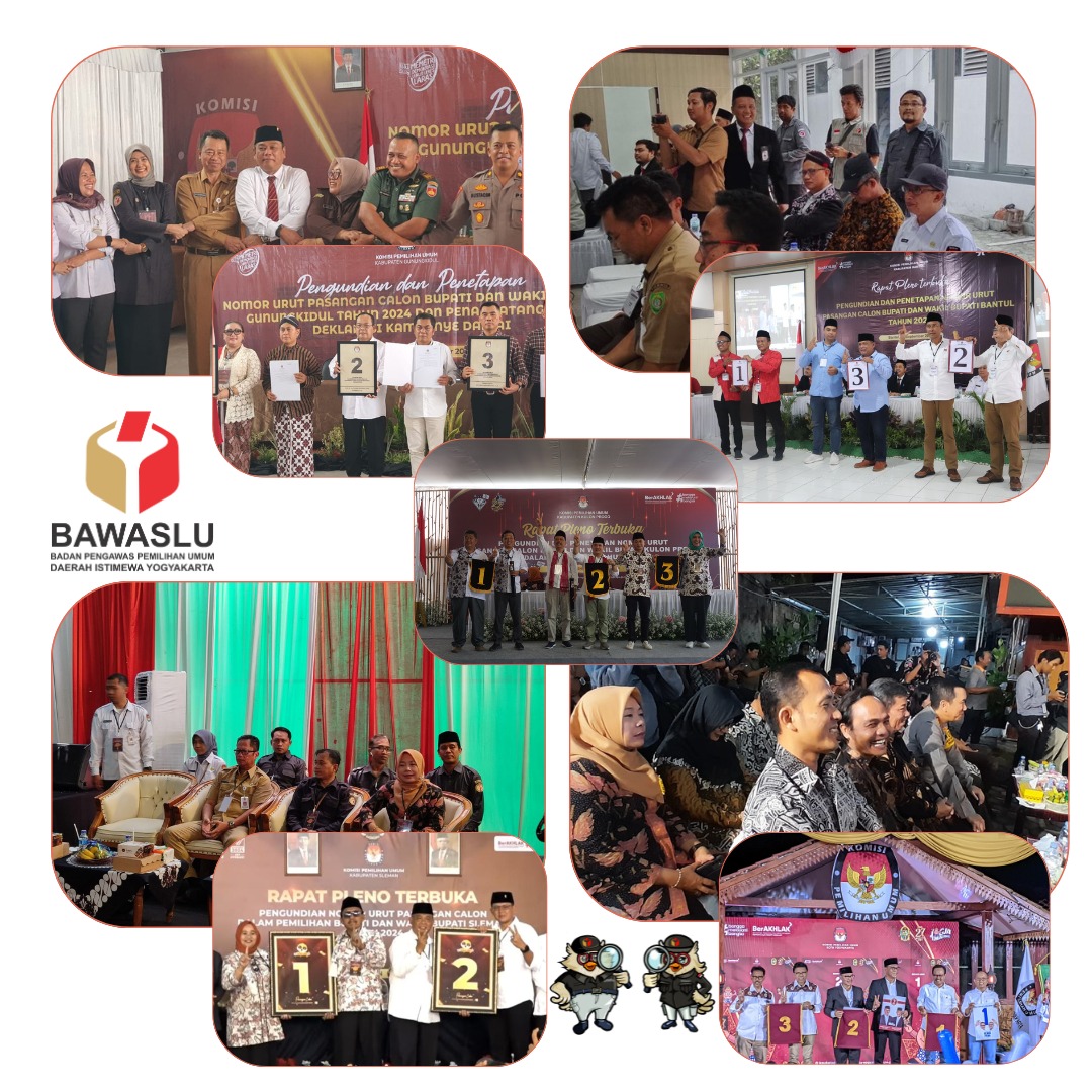 Bawaslu DIY Kawal Pengundian Nomor Urut Pasangan Calon Kepala Daerah Berjalan Demokratis