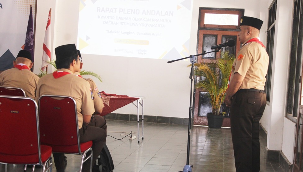 Pimpinan Rintisan Saka Adhyasta Pemilu Bawaslu DIY menghadiri Rapat Pleno Andalan Kwartir Daerah Gerakan Pramuka DIY Tahun 2026