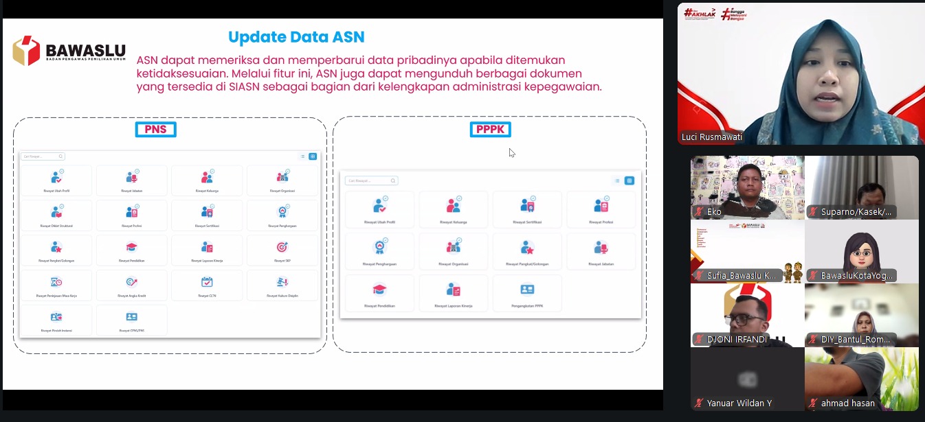 Bawaslu DIY Mengikuti Sosialisasi Pengisian data dan arsip MyASN Melalui DMS