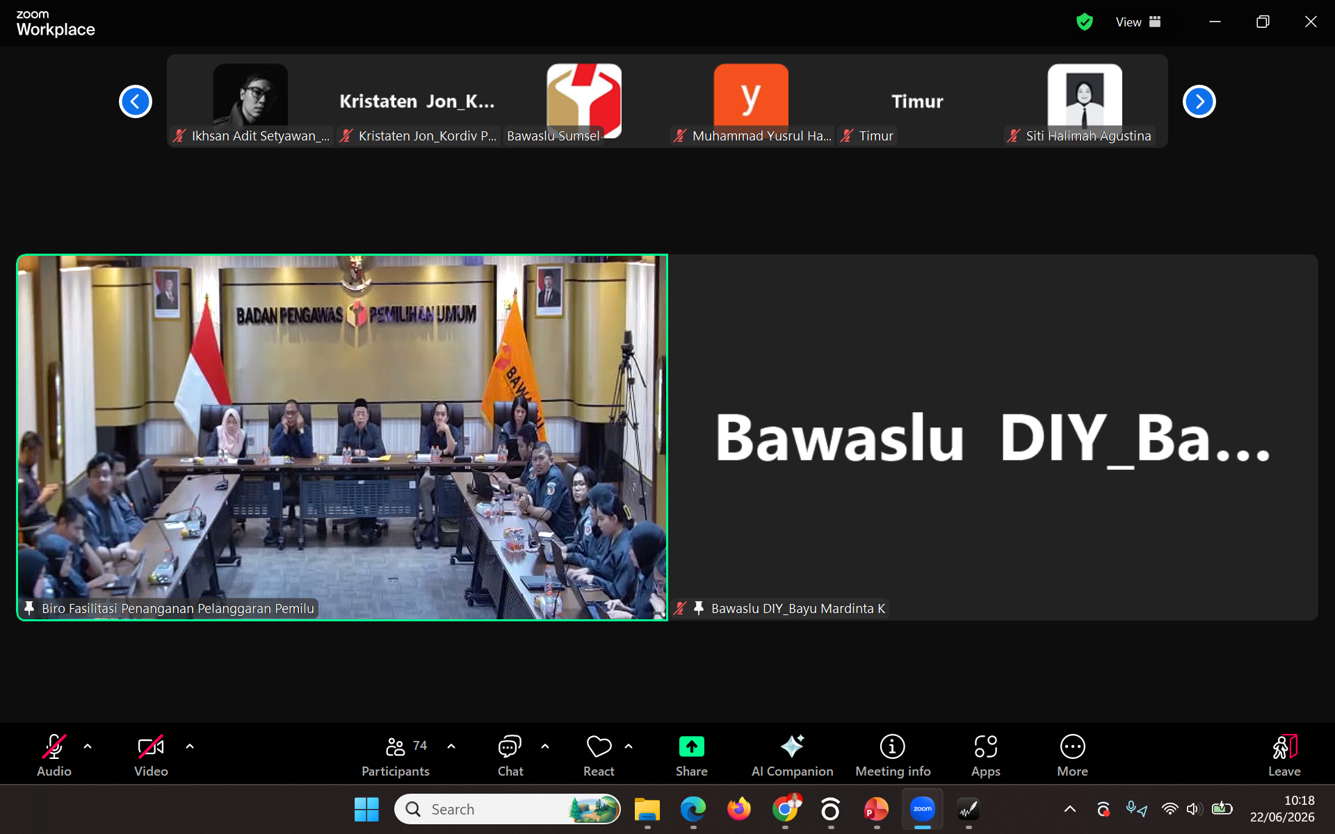 Bawaslu DIY Hadiri Sosialisasi Debat Hukum Bawaslu RI Secara Daring