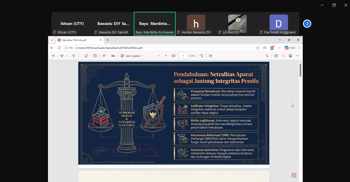 Bawaslu DIY Ajak Mahasiswa Magang Berdiskusi Tentang Netralitas ASN Untuk Menjaga Integritas Pemilu