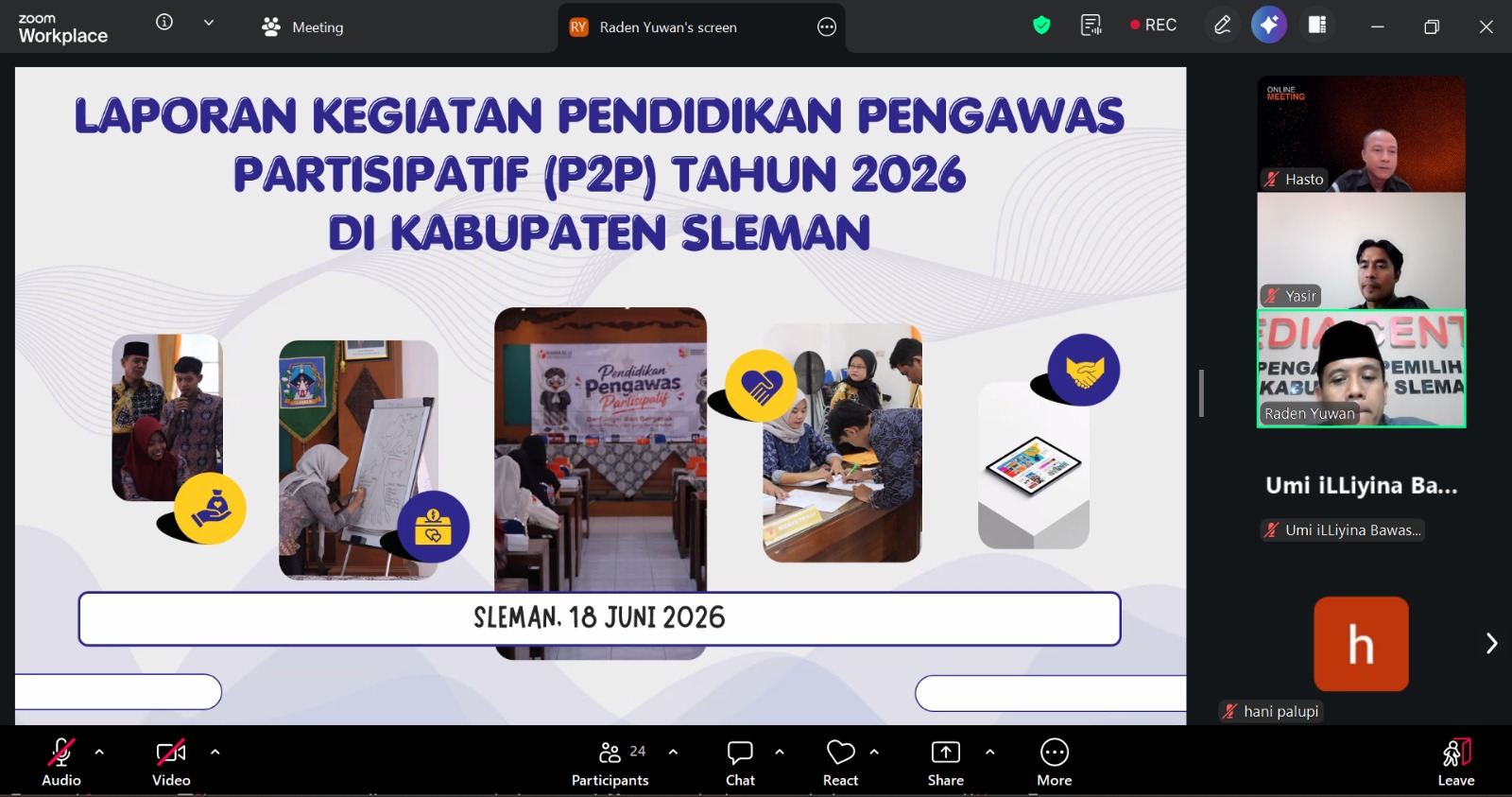 Bawaslu DIY dan Bawaslu Kabupaten/Kota se-DIY Gelar Evaluasi dan Kegiatan P2P di Wilayah DIY Secara Daring