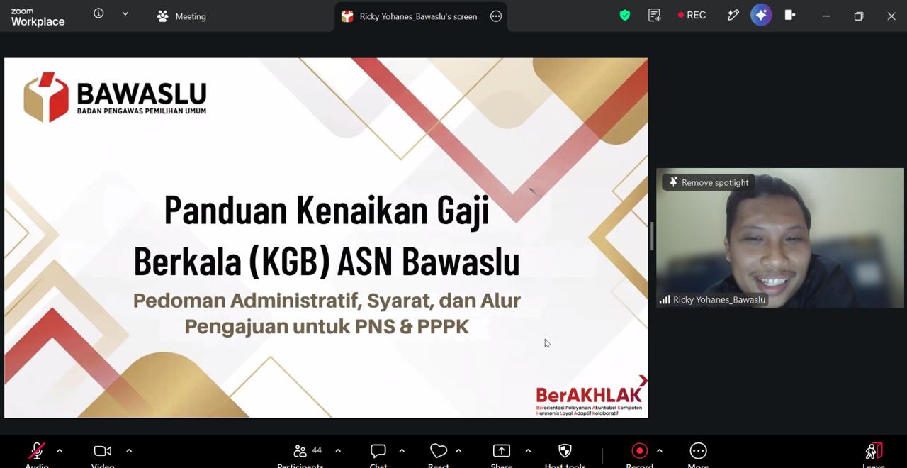 Bawaslu DIY ikuti sosialisasi panduan kenaikan gaji berkala (KGB) ASN Bawaslu dari Bawaslu RI secara daring