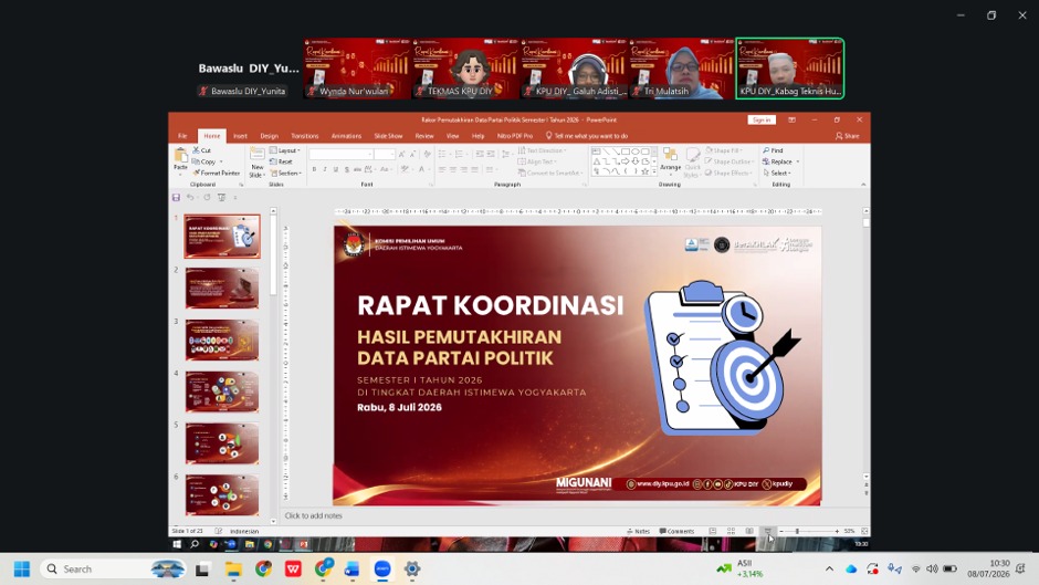 Jelang Pemilu Tahun 2029 mendatang, Bawaslu DIY dan KPU DIY lakukan sinkronisasi data partai politik melalui Sistem Informasi Partai Politik (SIPOL)