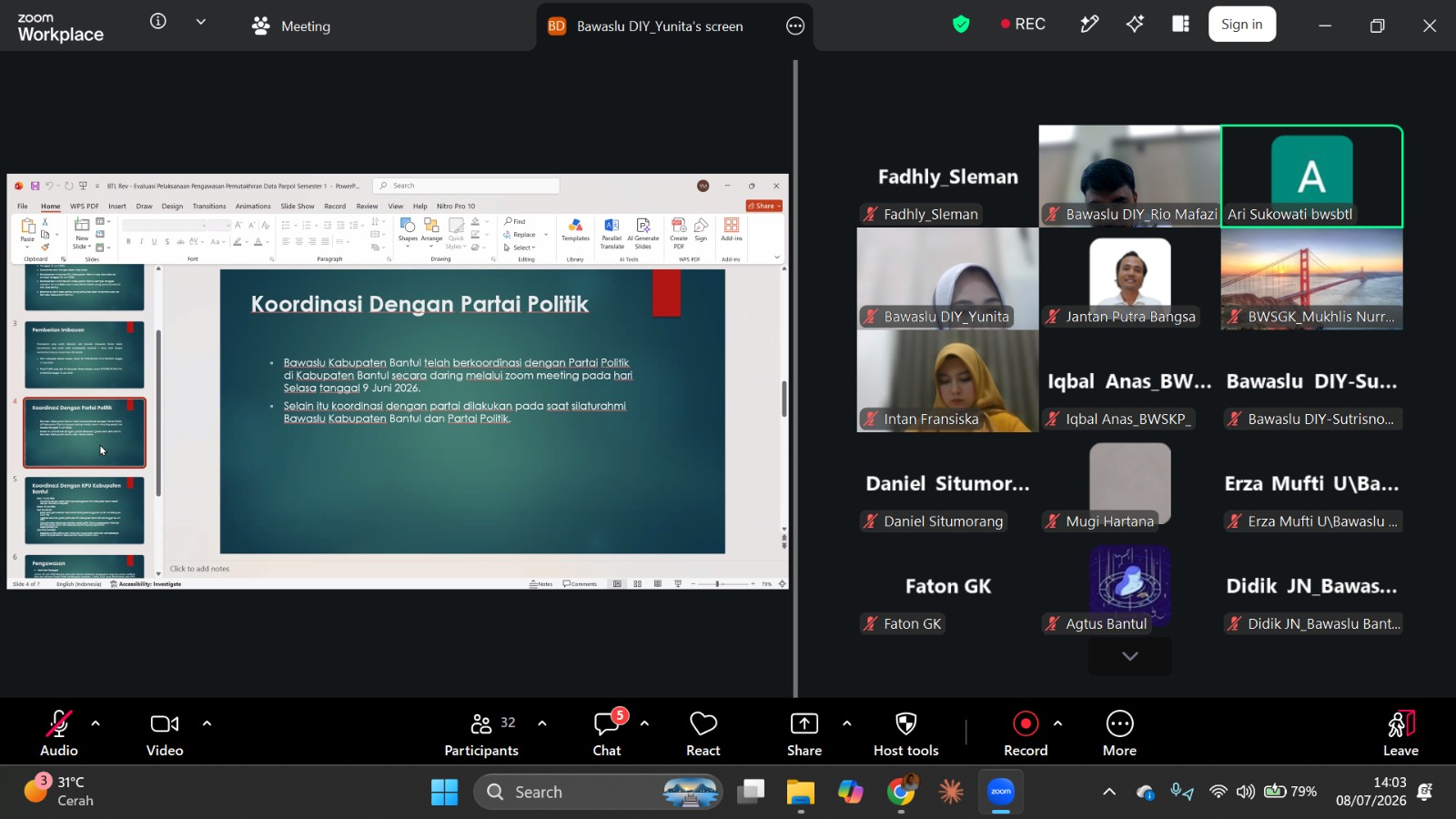 Bawaslu DIY bahas evaluasi pengawasan pemutakhiran data partai secara daring