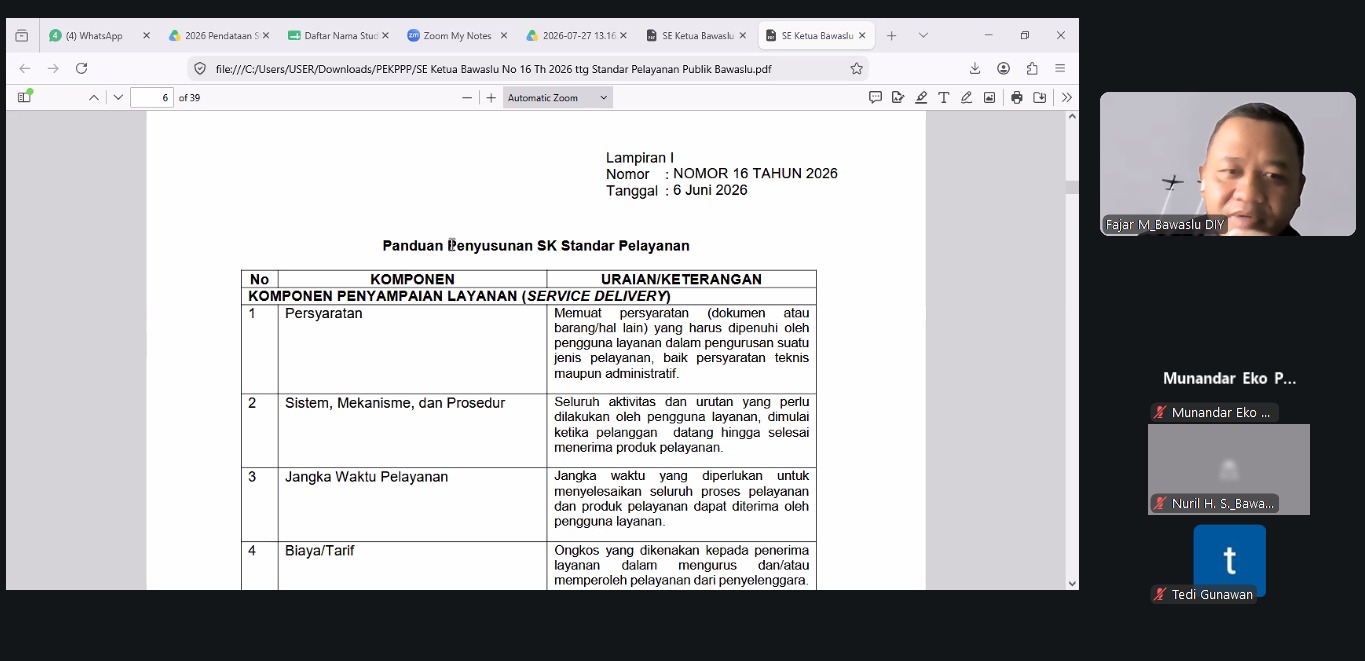 Bawaslu DIY menjabarkan materi dan pembagian tim untuk pelaksanaan PEKPPP Tahun 2026